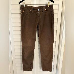 True Religion Women’s Chocolate Corduroy Trousers Size 32